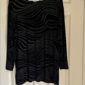 Chic Black and Silver Long Sleeve Women's Top